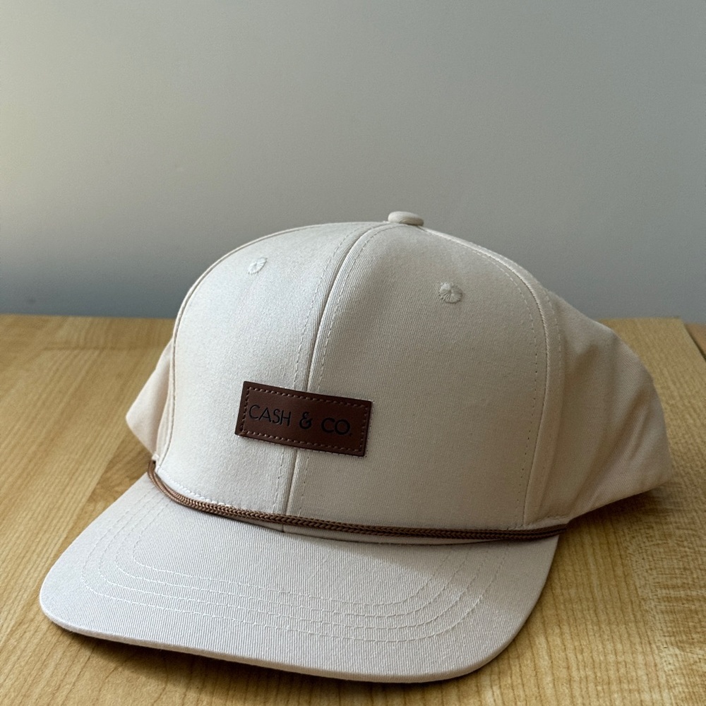 Cash & Co Canvas Adult Snapback Hat Beige Tan Logo Adjustable
